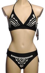 BE CREATIVE 2 Piece Black Embroidered Bikini Swimsuit - Misses 10 - BRAND NEW!