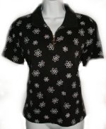 LIZ CLAIBORNE VILLAGER Waffle Weave Printed Golf Shirt/Top - Misses Small