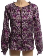 OSCAR DE LA RENTA 100% Silk Purple Peasant Paisley Ruffled Blouse - Size 12