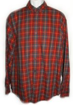 EDDIE BAUER Red Plaid Button Front Shirt - Mens Large