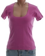 MODA INTERNATIONAL Low Scoop Neck Front Knit T-Shirt Top - Misses/Jrs Small - BRAND NEW