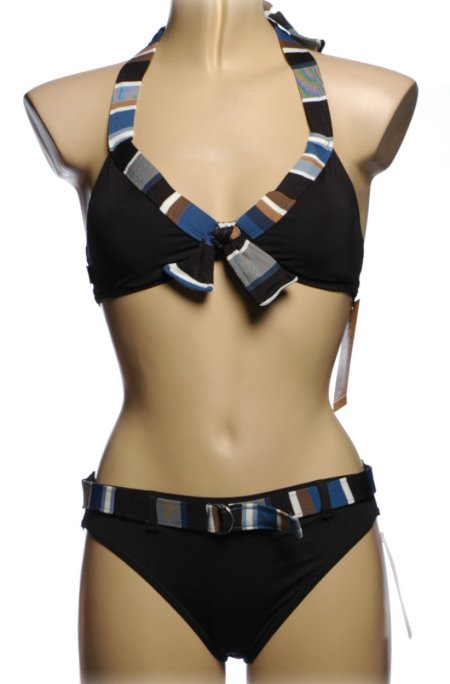 ANNE COLE LOCKER Black Halter Bikini - Size XL