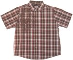DEVISE Brown Plaid & Subtle Skull Print Short Sleeve Shirt - Mens Small - NEW
