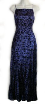 Satin & Textured Velvet Spaghetti Strap Long Dress/Gown - Misses 14