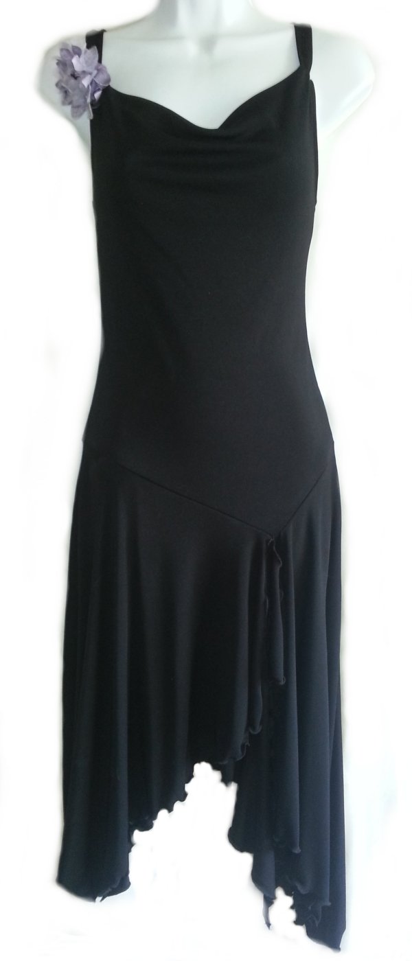 ALYN PAIGE Black Knit Asymmetrical Ruffled Bottom Dress - Juniors Small - NEW