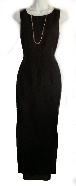 ADRIANNA PAPELL Black Linen/Rayon Sleeveless Long Sheath Dress - 8