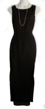 ADRIANNA PAPELL Black Linen/Rayon Sleeveless Long Sheath Dress - Misses 8 - NEW