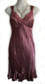 STUDIO Y Satin & Lace Ruffled Chemise Dress - Juniors 3/4