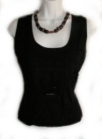 STUDIO M Stretch Silk All Ruffle Front Tank Top - Misses Medium