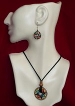 Handmade Ceramic Pendant Necklace Earring Set