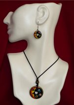 Handmade Ceramic Pendant Necklace Earring Set