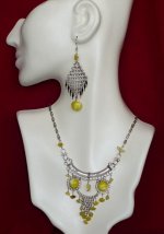 Alpaca Silver & Gemstone Necklace, Earring & Bracelet Set - 002