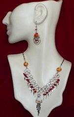 Alpaca Silver & Gemstone Necklace, Earring & Bracelet Set - 009