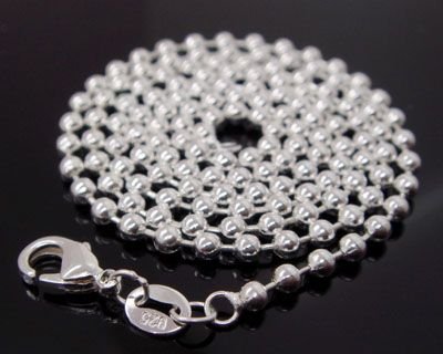 Sterling Silver 925 Ball/Bead Chain - 2mm - 22"
