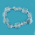 Sterling Silver 925 Greek Design Link Bracelet - 7.5"