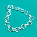 Sterling Silver 925 Chunky Round & Oval Link Bracelet - 8"