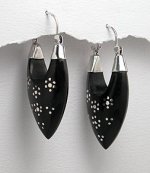 Sterling Silver 925 & Wood Dangle Earrings