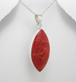 Sterling Silver 925 & Sponge Coral Bazel Shaped Pendant