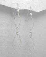 Sterling Silver 925 Pointed Ovals Dangle Earrings - FREE SHIP*