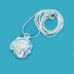 Sterling Silver 925 Dimensional Rose Pendant Necklace - 17"