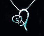 Sterling Silver 925 Double Heart Pendant & Ball Bead Chain Necklace