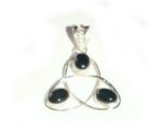 Sterling Silver & Onyx Tri-Circle Pendant - 3.5mm x 3mm