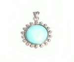Sterling Silver & Turquoise Ornate Circle Pendant - 3mm x 2.5m