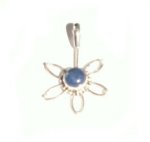 Sterling Silver & Blue Carnelian Sun Flower Styled Pendant - 4mm x 2.5mm