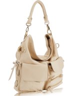 GLORIA Pocketed Hobo Handbag - Light Beige Leather