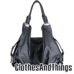 JESSIE Slouch Hobo Handbag - Black Leather