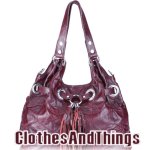 FRANKIE Grommetted Leather Handbag - Vintage Wine Red