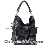 C&T Italian Leather Pocketed Tote Handbag - Crocodile-Embossed Leather