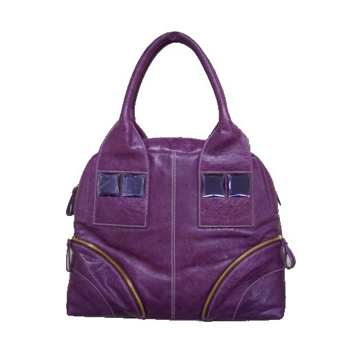 Purple Leather Gemstone Handbag