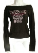 CHARLOTTE RUSSE Boat Neck Knit Top w/ Cute Saying Silkscreened on Front - Jrs Medium - NEW
