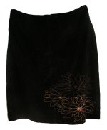 ALFANI 100% Genuine Leather Suede Embroidered Skirt - 14