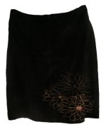 ALFANI 100% Genuine Leather Suede Lined Embroidered Skirt - Misses 14 - NEW