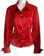 JS BOUTIQUE Scarlet Red French Cuffed Satin Blouse - Misses 8 - NEW