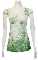 Retro Babydoll Square Neck Empire Waist Cap Sleeves w/Tie Waist - Green - S,M,L - BRAND NEW