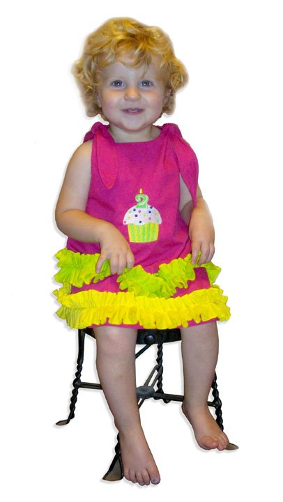 BIZZY BUMPKINS Girls Birthday Cupcake Themed Ruffled Dress ~ Girls 6 Mos - 5 Yrs