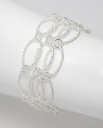 Sterling Silver Triple Strand Roped Oval Link Bracelet - Adjustable 7" - 8.5"