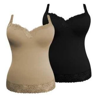 MARILYN MUNROE Padded Underwire Smooth Lacey Camisole - BLACK,MED